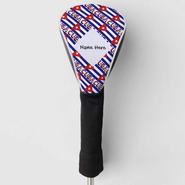 Cuba and Cuban Flag Dark Blue Tiled Personalized  Golf Head Cover (Front)