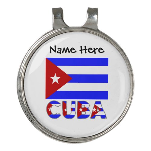 Cuba and Cuban Flag Light Blue Personalized  Golf Hat Clip