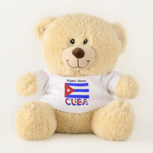 Cuba and Cuban Flag Light Blue Personalized  Teddy Bear