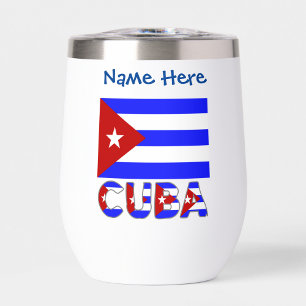 Cuba and Cuban Flag Light Blue Personalized Thermal Wine Tumbler