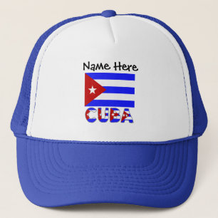 Cuba and Cuban Flag Light Blue Personalized  Truck Trucker Hat