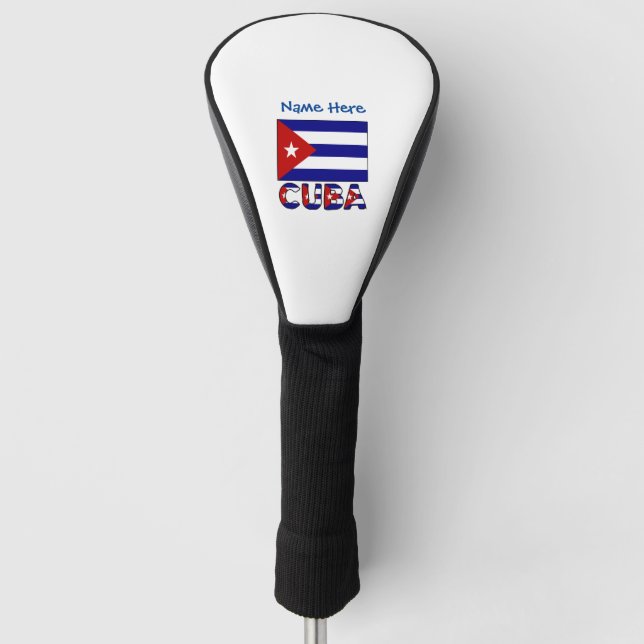 Cuba and Dark Blue Cuban Flag Blue Personalization Golf Head Cover (Front)