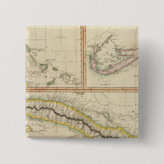 Cuba, Bahama I, Bermudas Pinback Button (Front)