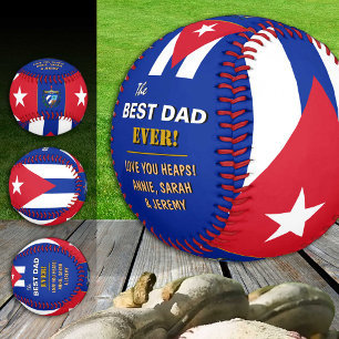 Cuba Best Dad, patriotic Dads, Cuban Flag Baseball