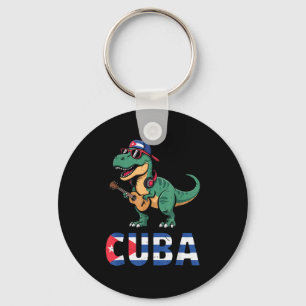Cuba Boy Hispanic Heritage Month Cuban Flag Dinosa Keychain