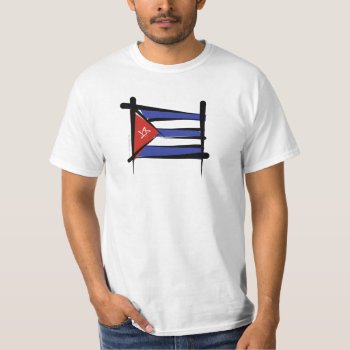 Cuba Brush Flag T-shirt by representshop at Zazzle