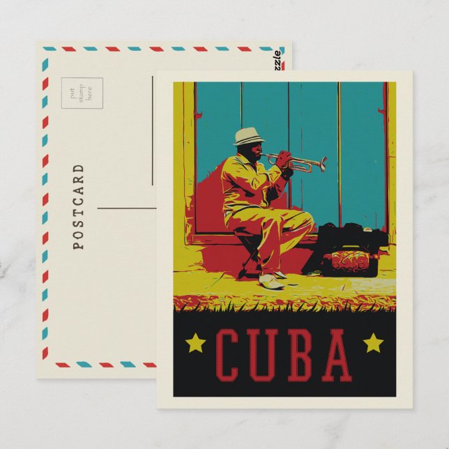Cuba Caribbean typical musician of Havana Postcard (Front/Back)