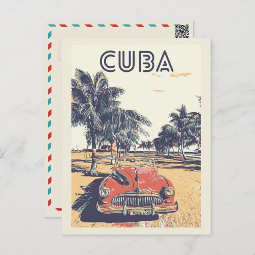Cuba Caribbean typical vintage car Postcard