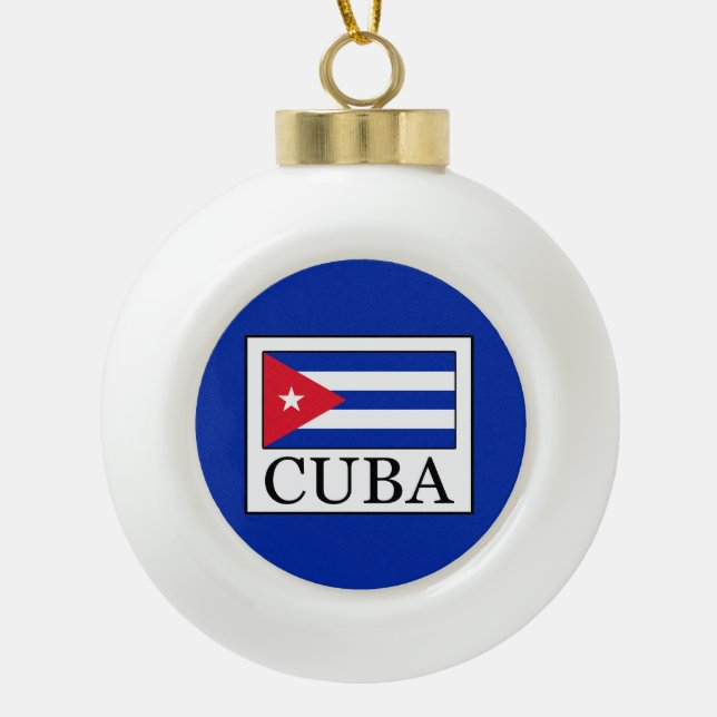 Cuba Ceramic Ball Christmas Ornament (Front)