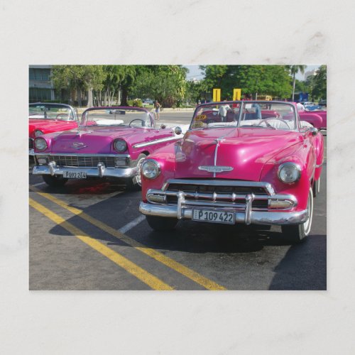 Cuba Classic Cars Pink Cars Convertible  Postcard