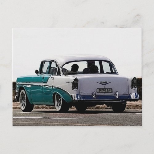 Cuba Classic Cars Two_Tone Turquoise Postcard