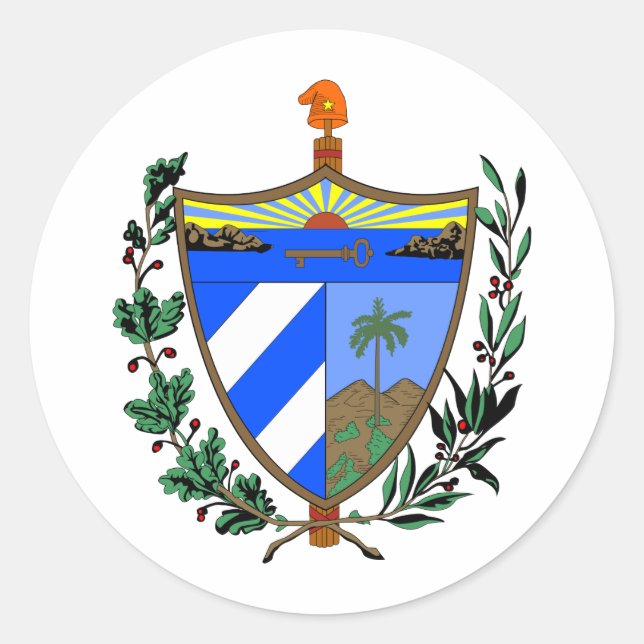 Cuba coat of arms classic round sticker (Front)