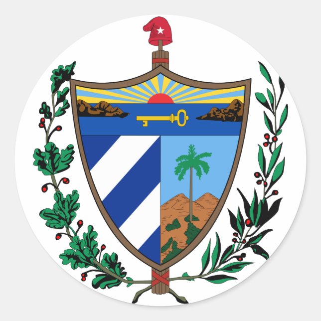 cuba coat of arms classic round sticker (Front)
