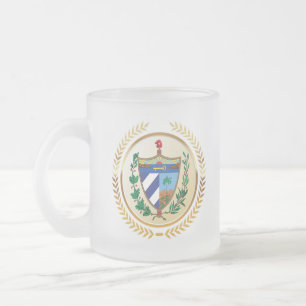 Cuba Coat of Arms Frosted Glass Coffee Mug