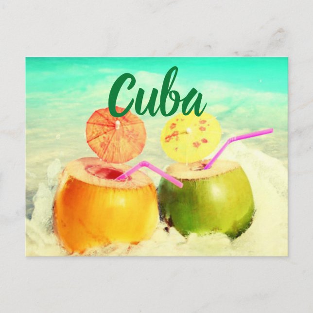 Cuba coconuts postcard (Front)