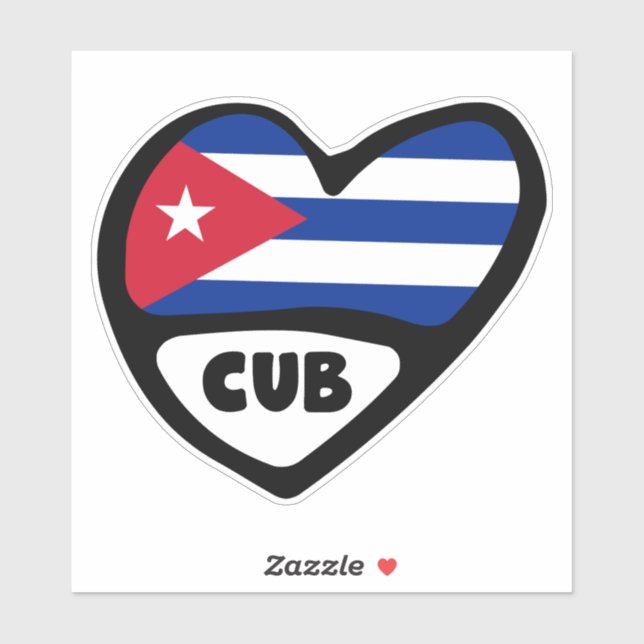 Cuba Country Code Flag Heart, CUB Sticker (Sheet)