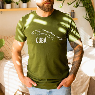 Cuba Country Map Cuban National Border Outline T-Shirt