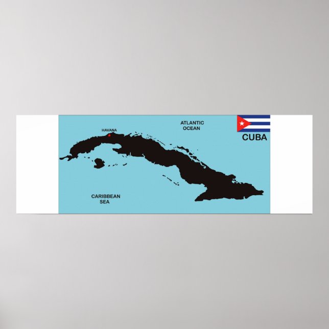 Cuba country political map flag poster (Front)