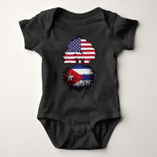 Cuba Cuban American USA Tree Roots Flag Baby Bodysuit