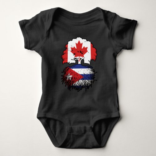 Cuba Cuban Canadian Canada Tree Roots Flag Baby Bodysuit