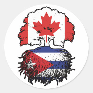 Cuba Cuban Canadian Canada Tree Roots Flag Classic Round Sticker