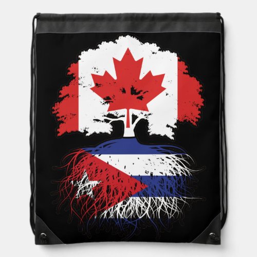 Cuba Cuban Canadian Canada Tree Roots Flag Drawstring Bag