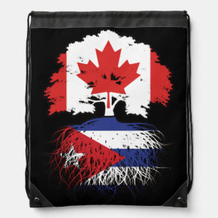 Cuba Cuban Canadian Canada Tree Roots Flag Drawstring Bag