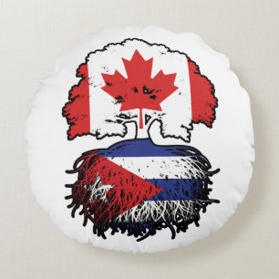 Cuba Cuban Canadian Canada Tree Roots Flag Round Pillow