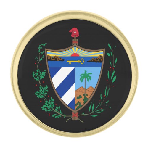 Cuba  Cuban Coat of Arms Flag  business  Gold Finish Lapel Pin