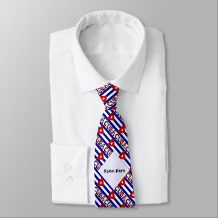 Cuba Cuban Flag Dark Blue Tiles Personalized Neck Tie