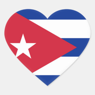 Cuba (Cuban) Flag Heart Sticker