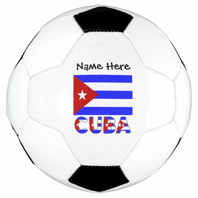 Cuba Cuban Flag Light Blue Personalized Name  Soccer Ball (Front)