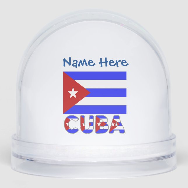 Cuba Cuban Flag Light Stripes Blue Personalized  Snow Globe (Front)