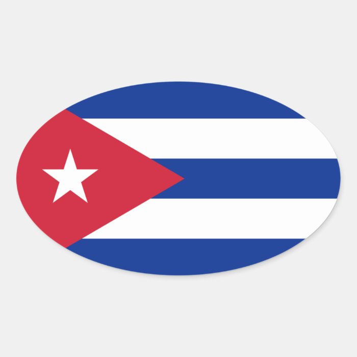 Cuba/Cuban Flag Oval Sticker