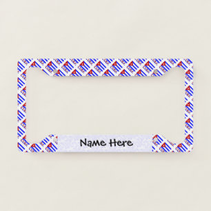Cuba Cuban Flag Tiled Light Blue Personalized License Plate Frame