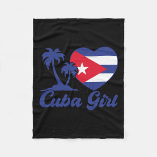 Cuba- Cuban Girl Flag Cubanita Hispanic Heritage K Fleece Blanket