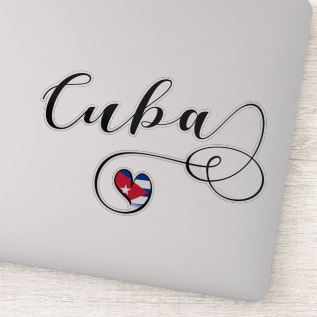 Cuba Cuban Heart Flag Sticker (Detail)