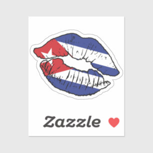 Cuba Cuban Lipstick Love Flag Sticker