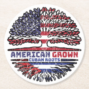 Cuba Cuban US American USA United States Tree Round Paper Coaster