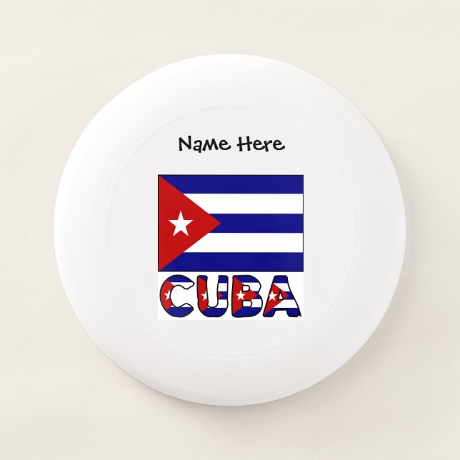 Cuba Dark Blue Cuban Flag Black Personalization  Wham-O Frisbee (Front)