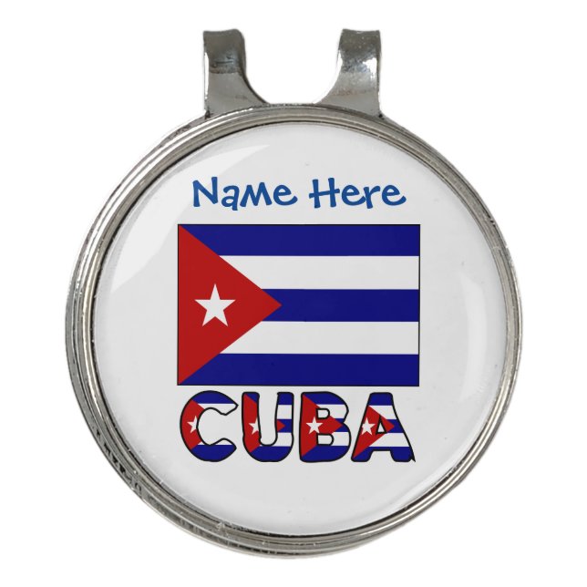Cuba Dark Blue Cuban Flag Blue Personalization Golf Hat Clip (Front)