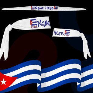 Cuba Dark Blue Cuban Flag Navy Blue Personalized Tie Headband