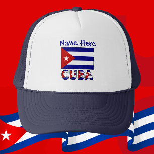 Cuba Dark Blue Cuban Flag Navy Blue Personalized Trucker Hat