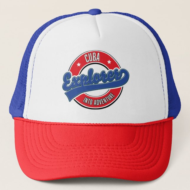 Cuba explorer into adventure logo classic round st trucker hat (Front)