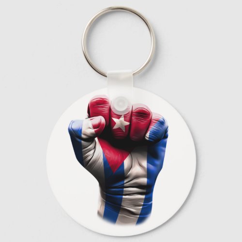 Cuba Fist Flag Keychain
