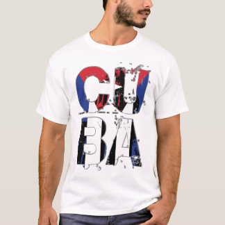 Cuba Flag Abstract Text Graphic White T-Shirt