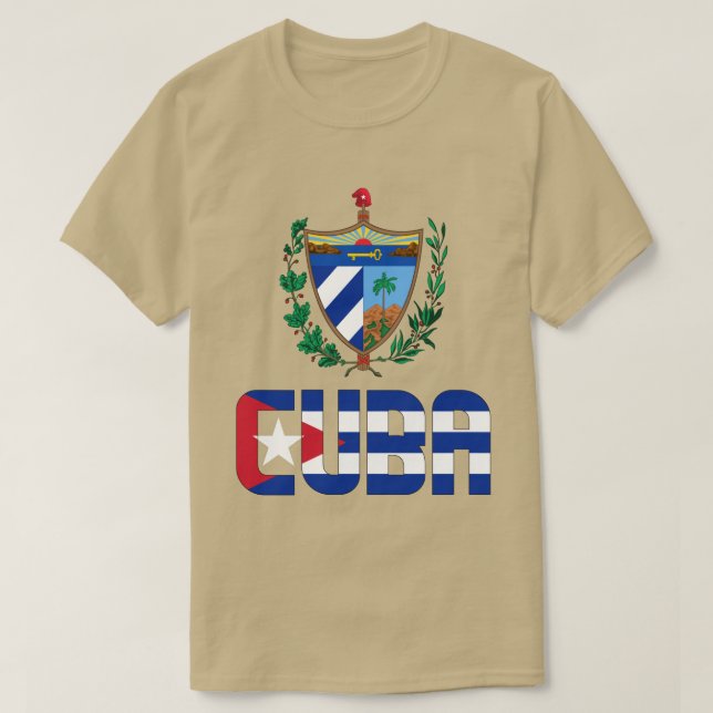 Cuba Flag and Coat Of Arms Patriotic T-Shirt (Design Front)