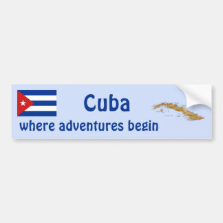 Cuba Flag and Map Bumper Sticker