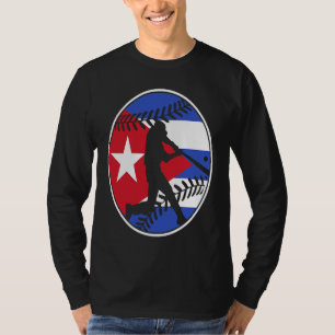 Cuba Flag Baseball Hitter Cuban Flag T-Shirt