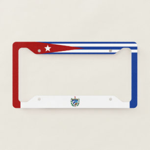 Cuba flag-coat arms license plate frame